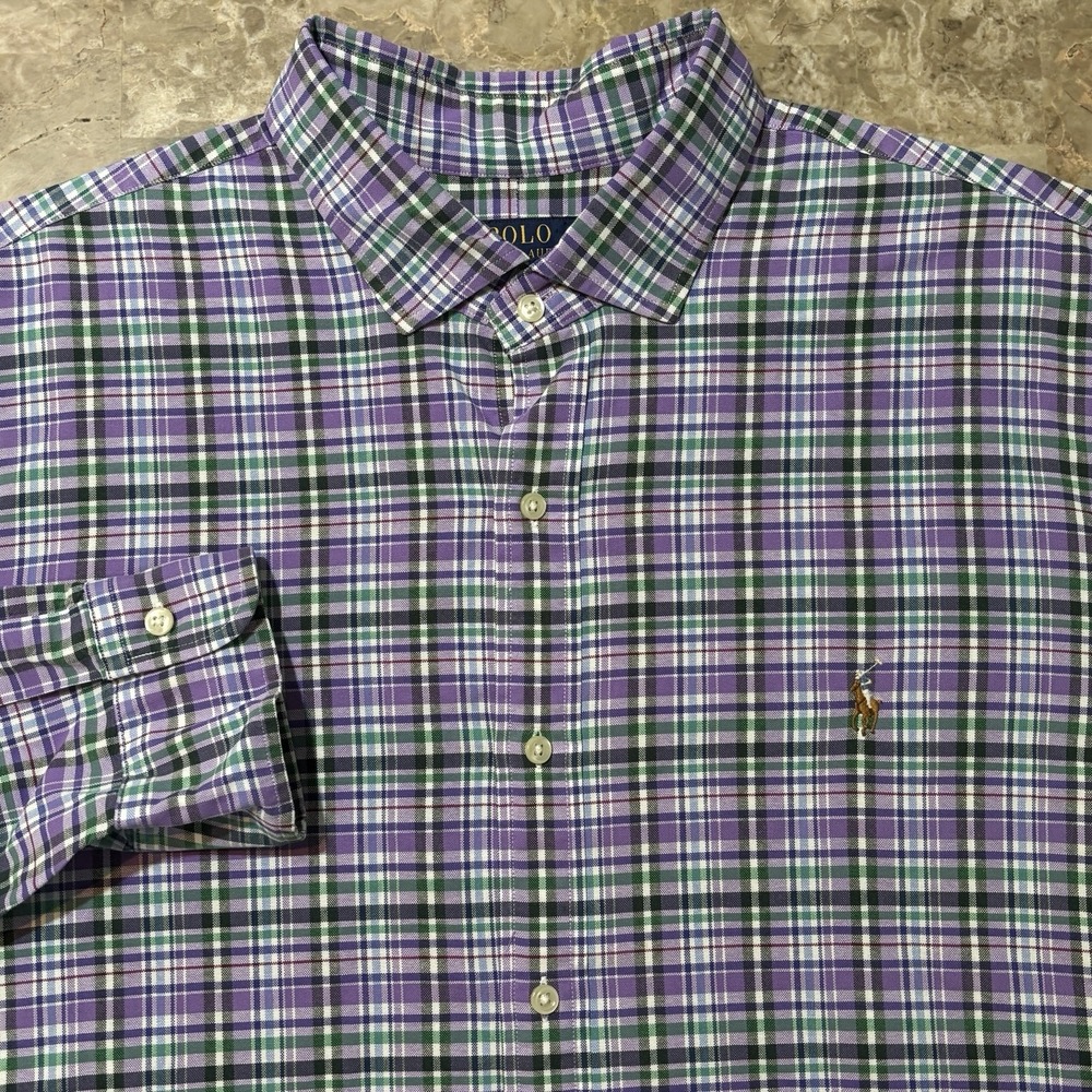 Polo Ralph Lauren Shirt Mens 2XL Colorful Plaid Oxford Long Sleeve OCBD